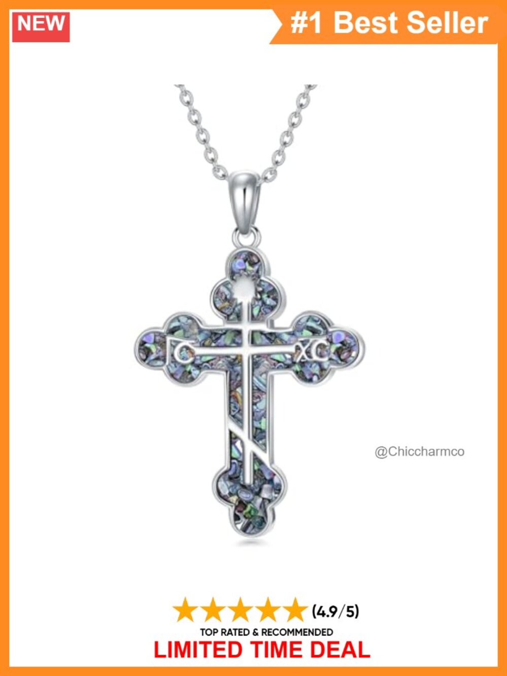 925 Sterling Silver Orthodox Cross Pendant Necklace Adjustable Cable Chain